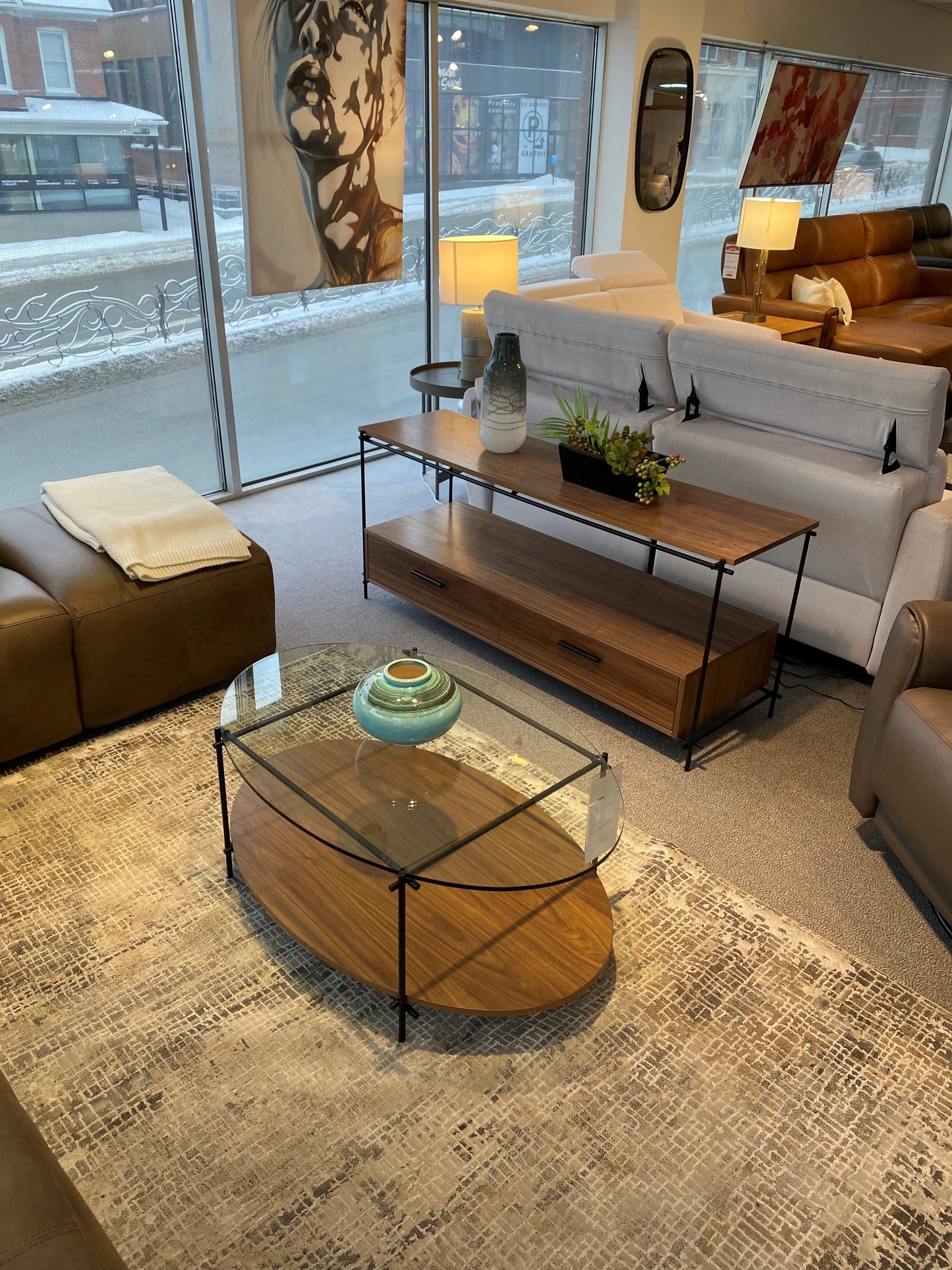 Collection Scandi Meuble Télé & Table de centre Placage Noyer